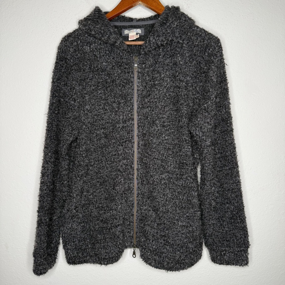 Carbon2Cobalt Cozy Textured Knit Zip Hooded‎ Cardigan Sweater Size L